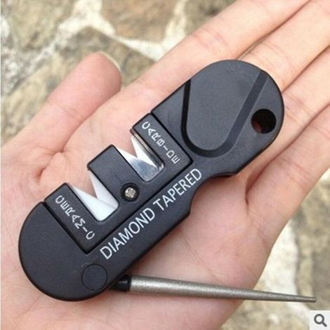 mini Noir Edc Aiguiseur De Couteau Aiguiseur De Survie En Acier Meule Conique Quipement D'outil Extrieur Pliant Afftage De Couteau (1/5)