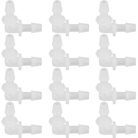 Raccord Coudé en PP pour Tuyau 5,6 mm – Lot de 12 Pièces – Équerre Droite Barbée Non Toxique (1/5)