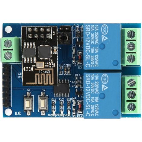 2-Wege-WLAN-Relaismodul für Android-Smartphone-App, drahtloser Fernsteuerungsschalter, 12 V, ESP8266