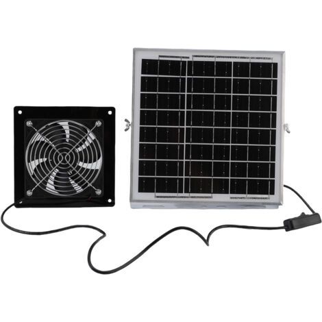 RHG Ventilateur d'extraction solaire 8W avec panneau solaire et ventilateur de ventilation haute vitesse pour serre, poulailler, abri pour animaux (1/5)