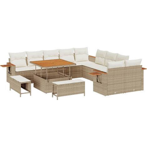 Maison Exclusive - Ensemble de canapé de jardin 17 pcs Beige et crème polyrotin (1/5)