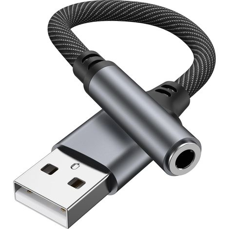 1 Adaptateur USB Vers Jack 3.5mm, Carte Son Externe Stéréo, Câble Nylon, Pour Casque PC Linux (1/5)