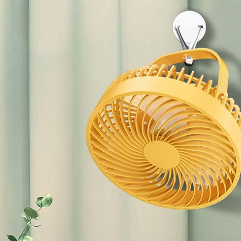 1 Ventilateur de camping, rechargeable USB, avec lumière LED, 3 vitesses, pour tente et bureau (1/5)