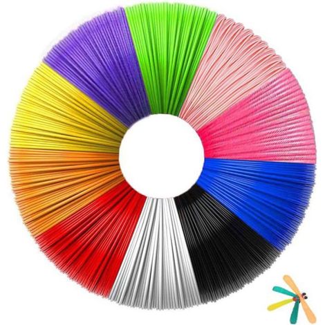 Filament PLA 1,75 mm - 10 Couleurs - 5 m Par Rouleau - Compatible Stylo 3D - Kit Recharge - 50 m Total (1/5)