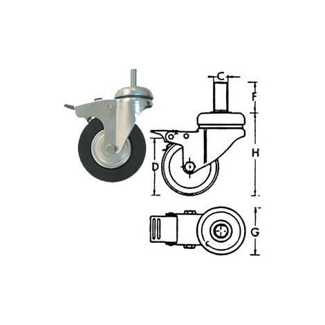RUOTA FIL.M12 CON FRENO MM.100 NERA