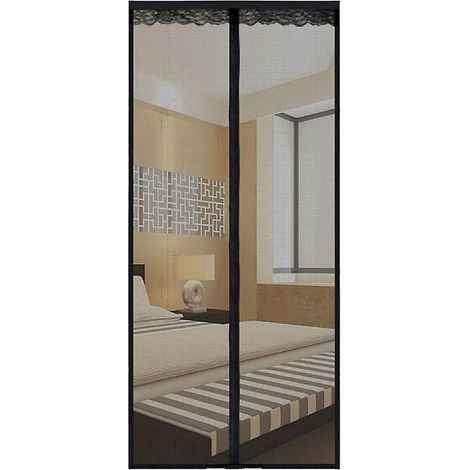 moustiquaire De (100x220cm) Noir  Porte Magntique Fermeture Automatique Rideau Porte Anti Insectes Mouche Moustique Avec Aimants Sans Perage (1/5)
