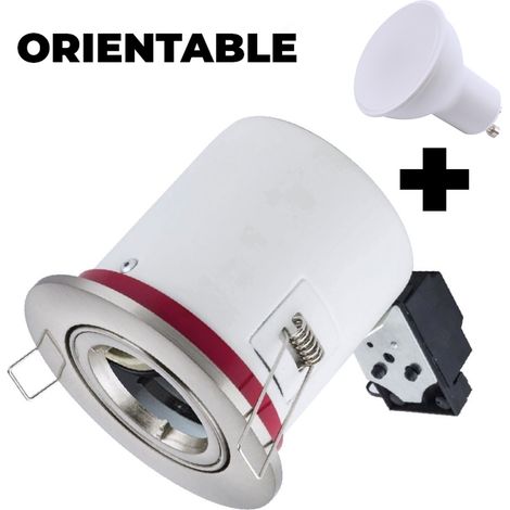Europalamp – Spot encastrable orientable INOX IP20 – Ampoule LED GU10 7W blanc neutre – Trou de perçage 85mm – Angle de rayonnement 150° (1/5)