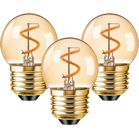 Vintage E27 LED-Glühbirne, 1,5 W, G40 Amber Night, dimmbar, Edison-Schraubfassung, warmweiß (2200 K), entspricht 15 W, dekorative Golfball-Glühbirne, 3er-Pack (1/5)