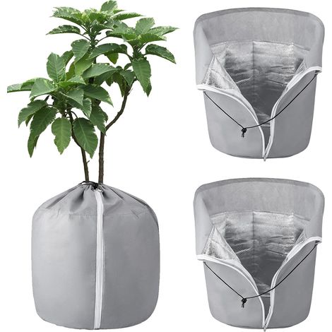 Protege Pot Exterieur,2 Pièces Sac Antigel pour Plantes en Pot 45x50cm,Protection Contre Le Gel,avec Cordon de Serrage et Fermeture Éclair,pour Plantes,Arbustes,Arbres (1/5)