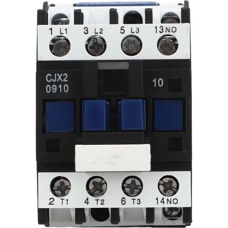 Contacteur de puissance électrique CJX2 0910, Contact argenté triphasé avec base de montage sur Rail Din pour moteur AC 9A (1/4)