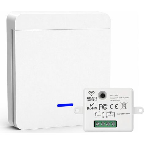 433-MHz-Funklichtschalter, Wechselschalter + 2000-W-/10-A-Empfängersteuerung, 100–240-V-Sicherheitsschalter für Beleuchtung und Ventilatoren, 50 m Reichweite