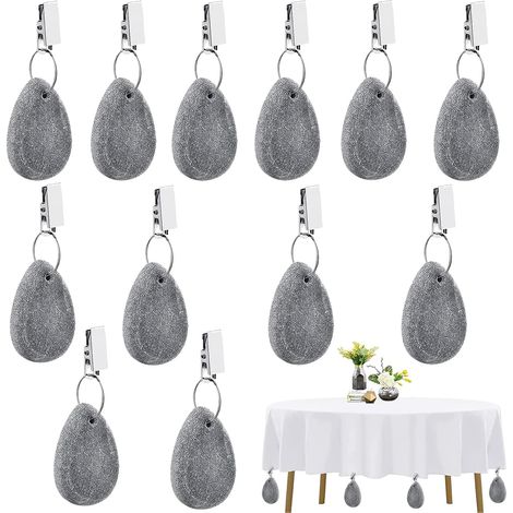 12 Pcs Poids pour Nappe de Table avec Pinces Marbre Naturel de Poids Nappe Fête Pierre Pendentif Nappe pour Exterieur Jardin pour intérieur (1/5)