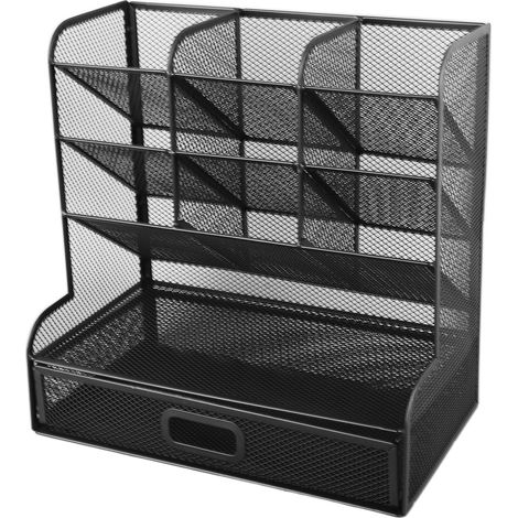 Bureau organisateur 9 compartiments porte-stylos multifonction avec tiroir (1/5)