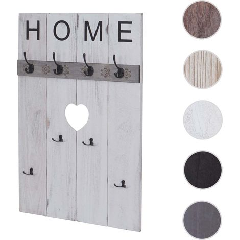 Penderie murale HWC-C89 Home - Penderie panneau Penderie - Shabby-Look Vintage - 8 Crochets 91x60cm - grau-blau (1/5)