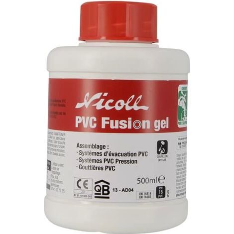 Nicoll – Pot de colle solvant fort 500ml avec pinceau – Pour collage tubes et raccords PVC – Temps ouvert prolongé avant prise – Bouchon ergonomique