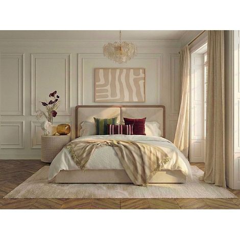 BOBOCHIC - Lit coffre MARA tissu texturé bicolore  140x190 Rose