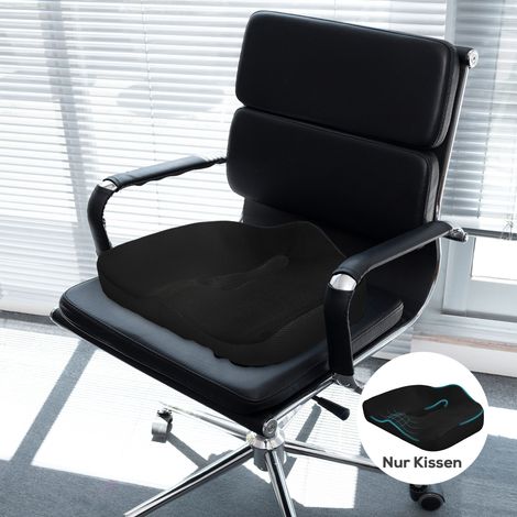 Coussin d'assise ergonomique avec housse respirante antidérapante, 44x39x13 cm, couleur noire (1/5)
