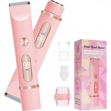 Rasoir Électrique Femme - Double Tête - Étanche IPX7 - Charge USB Type-C - Pour Visage Corps Zone Intime - 1 Pièce (1/5)