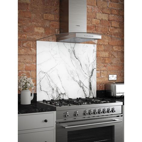 Carrara Marble Glass Kitchen Splashback 900mm x 750mm (1/5)