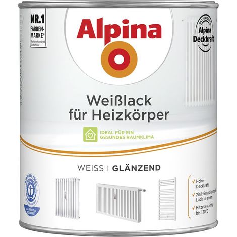 Alpina Heizkörperlack weiß 2 l weiß glänzend Lack Weißlack Acryllack (1/2)