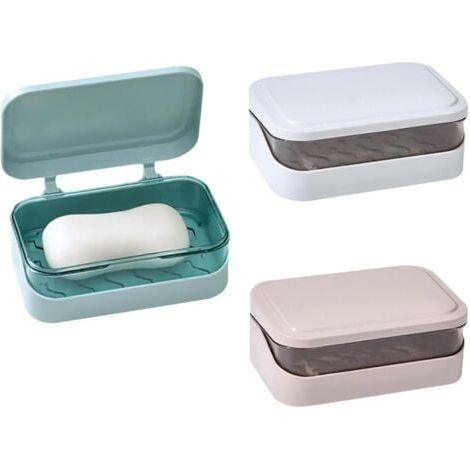 3 Pièces 2 Couches Savon Rectangulaire, 2 Couches Boîte Savon Portable, Égouttoir Amovible Couvercle Savon, Couvercle D'égouttoir (1/5)