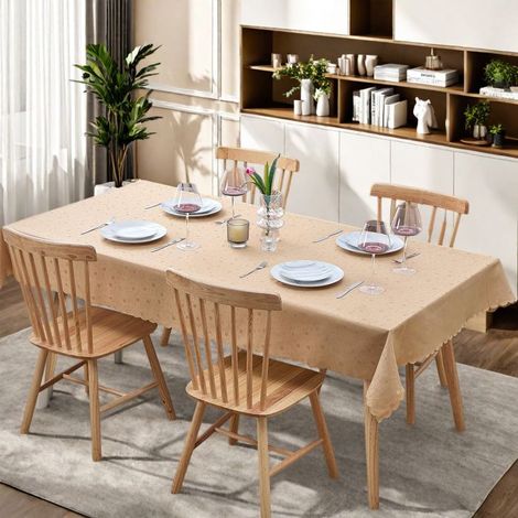 Tovaglia rettangolare 110x140 bianca impermeabile - Tovaglia antimacchia lavabile design scandinavo (1/5)