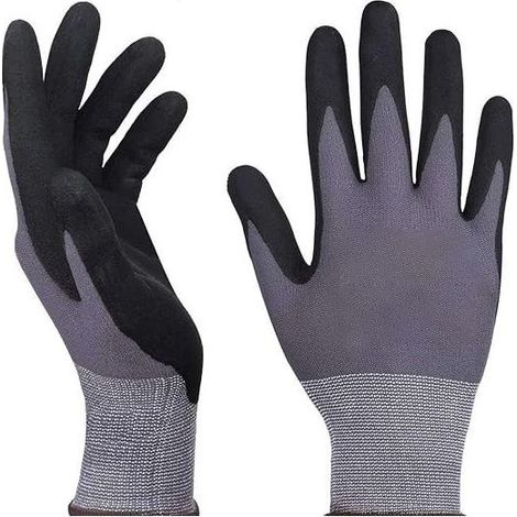 Gants de travail violets, taille XL, résistants à l'huile, antidérapants, respirants, adaptés à l'entretien et au jardinage. (1/4)