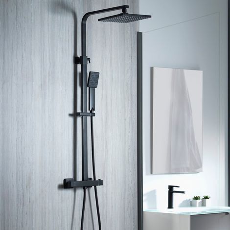 Aqualisa Deco Thermostatic Mixer Shower Square Bar Valve Black DECO.SQR.SC.MB (1/5)