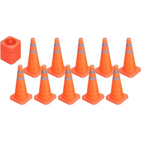 18" Cônes De Signalisation Pliables, Cônes De Sécurité Orange avec Collier Réfléchissant Cônes D'Avertissement pour Parking Entraînement De Conduite (1/5)