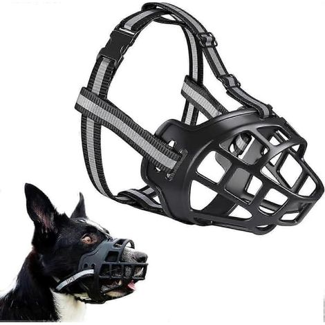 Muselière pour chiens, muselière respirante avec sangles réglables, en silicone, pour chiens de petite, moyenne et grande taille. (1/5)