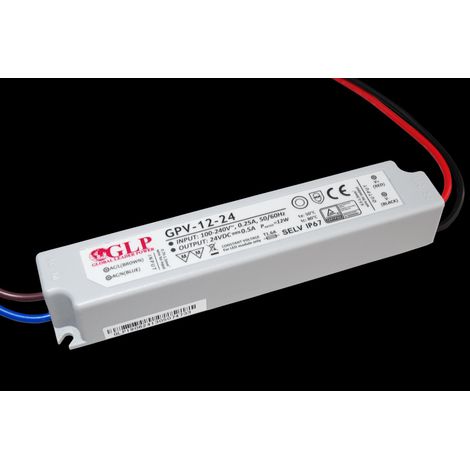GPV-12-24: Alimentatore GLP serie GPV 24V/0.5A, CV, senza PFC, custodia in plastica IP67,