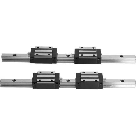 Lot de 2 rails de guidage linéaire fonte HG15 300 mm + 4 chariots à galets HGH15 noirs (1/5)