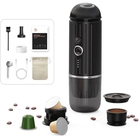 Cafetière portable, USB-C, noir, capsules+café moulu, pour voyage (1/5)