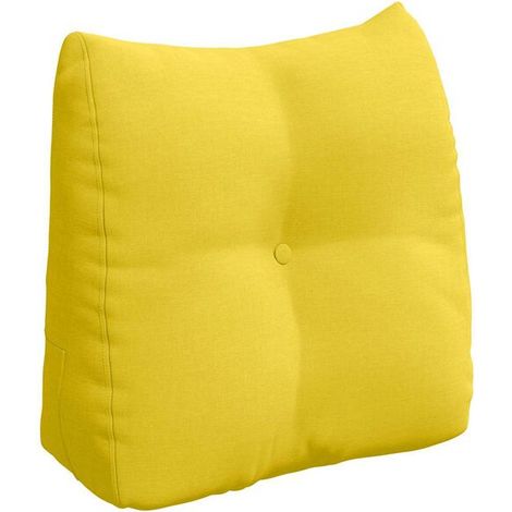 Coussin jaune clair, dimensions 45 x 24 x 50 cm, en tissu. (1/5)