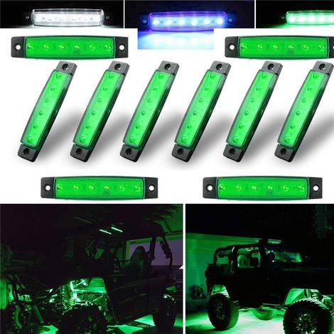 Lot de 10 feux de roche à LED, bandes lumineuses, lumières de passage de roue, lumières LED sous-lumineuses pour camions, voiturette de golf, Jeep Wrangler, RZR, Offroad, F150, F250, motoneige (vert) (1/5)