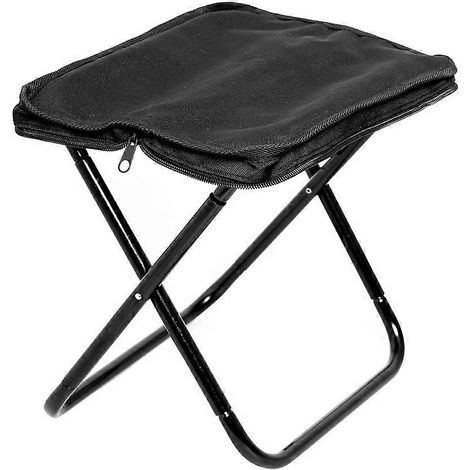 Tabouret pliant de camping portable, chaise de rangement ultralégère, mini chaise de pêche, mobilier de pique-nique de voyage noir (1/5)