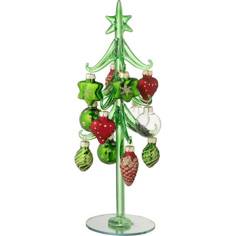Sapin de Noël en Verre "Boules" 26cm Vert