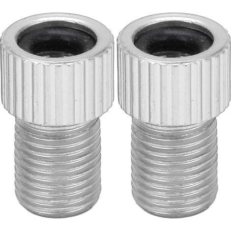 Set mit 2 Presta-zu-Schrader-Adaptern für Fahrradventile, verschleißfest, für Mountainbike-Pumpen (silber). (1/5)