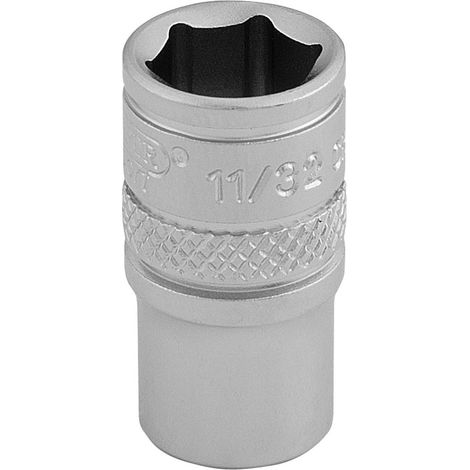Draper 11/32" 6-Point Socket, 1/4" Drive, Micro Satin Chrome Finish, Model 16523