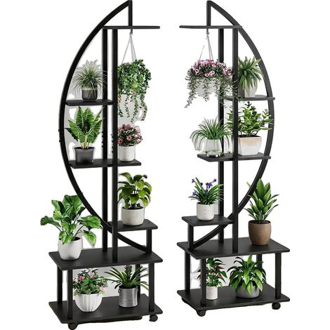 Scaffale per piante, struttura in metallo, 6 ripiani, altezza 165 cm, larghezza 60 cm, adatto per uso interno ed esterno. (1/5)
