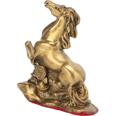 Statue de cheval en laiton artisanale, sculpture fine, petite figurine décorative, objet de collection, travail soigné, cheval miniature en métal doré pour étagère ou bureau. (1/5)