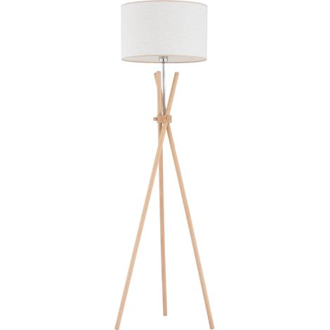 Lampadaire trépied bois clair abat-jour E27 15W Trivet (1/2)