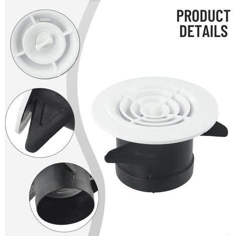 Grille d'aération réglable en ABS pour intérieur de plafond, grille d'aération ronde pour salle de bain, bureau, chambre murale (125 mm) (1/4)