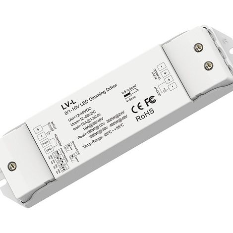 12-48V DC Dimmable Constant Voltage Controller, 1 Channel  15A, Push Button +0/1-10V, LV-L
