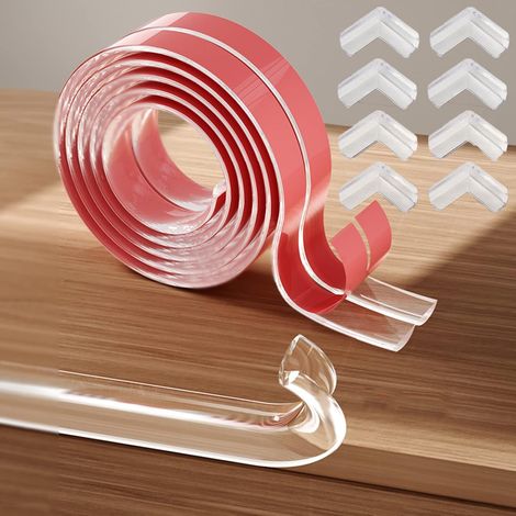 4 m + 8 pièces Bande de protection, Bord souple PVC transparent, Angle anti-choc, Sécurité bébé maison