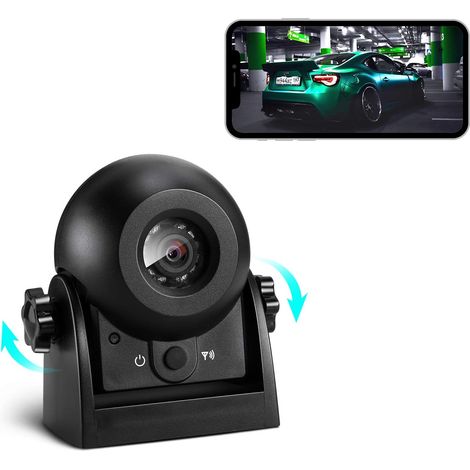 Caméra de recul sans fil WiFi magnétique - Vision nocturne/IP68 étanche - Compatible Android/iOS - Pour voiture, camion, camping-car, van, remorque (1/5)