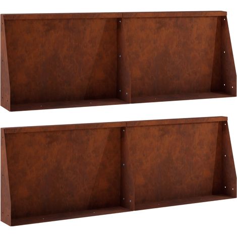 vidaXL Muro de Contención 4 uds. 60 x 12 x 30 cm Acero oxidado Oxidado (1/5)