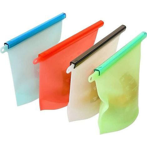 Silikon-Aufbewahrungsbeutel – Auslaufsicher und wiederverwendbar – Für Sous-vide-Garen und Kühlschrank – 4er-Pack (1/5)