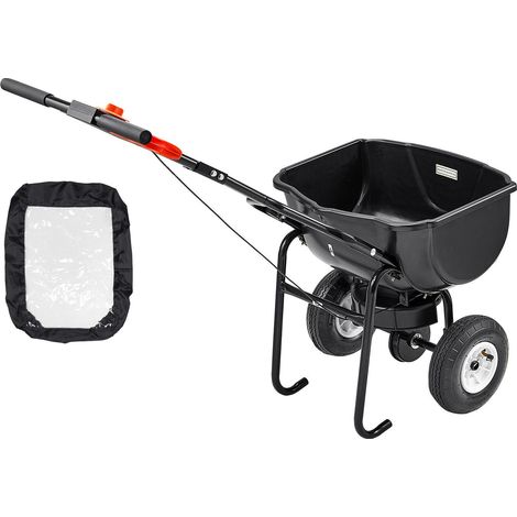 Épandeur à pousser, capacité 60 lb, grille de trémie, largeur d'épandage 0-9,8 pi, pneus pneumatiques tout-terrain 8 po, pour semences et engrais. (1/5)