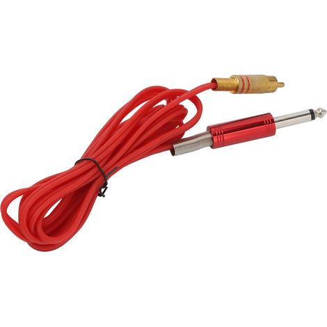 Câble RCA pour machine à tatouer de 1,7 m de long, double conducteur, haute conductivité, en silicone, rouge (1/5)